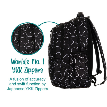 JB Printed (19inch)(47cm) Backpack(4zip) – Stylish & Spacious for School & College
