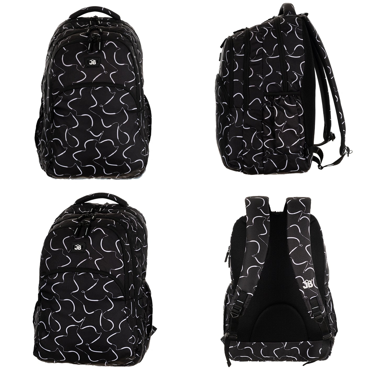 JB Printed (19inch)(47cm) Backpack(4zip) – Stylish & Spacious for School & College