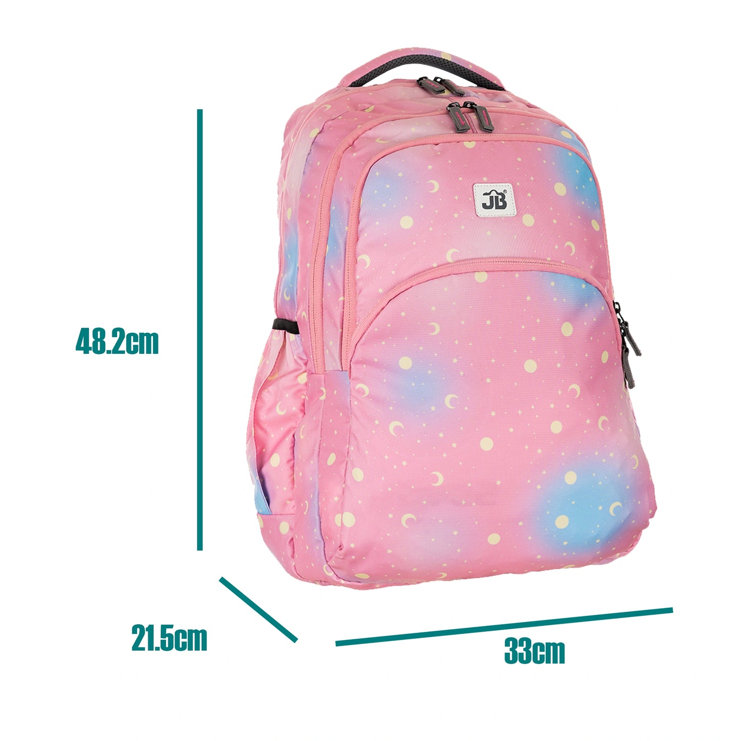 JB Printed (19inch)(47cm) Backpack(4zip) – Stylish & Spacious for School & College