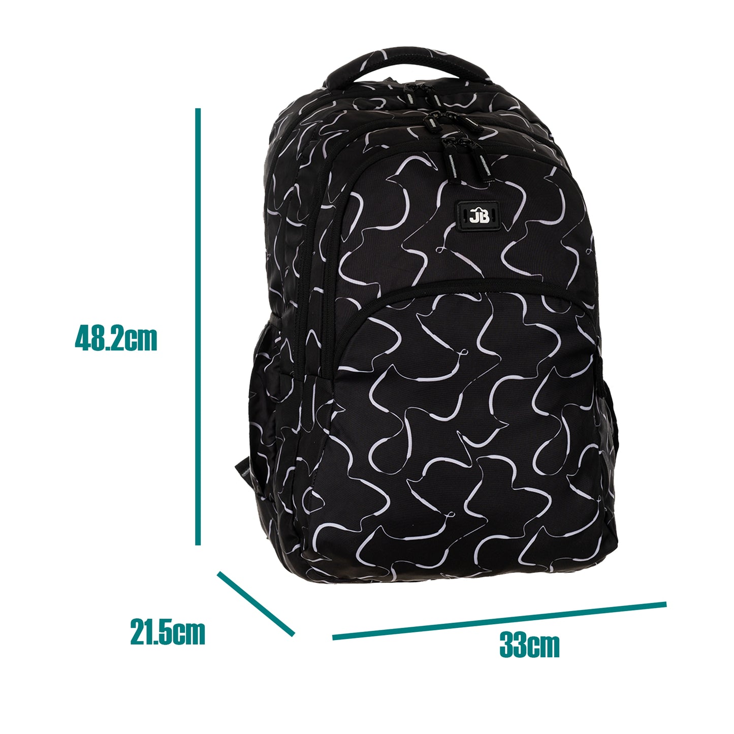 JB Printed (19inch)(47cm) Backpack(4zip) – Stylish & Spacious for School & College