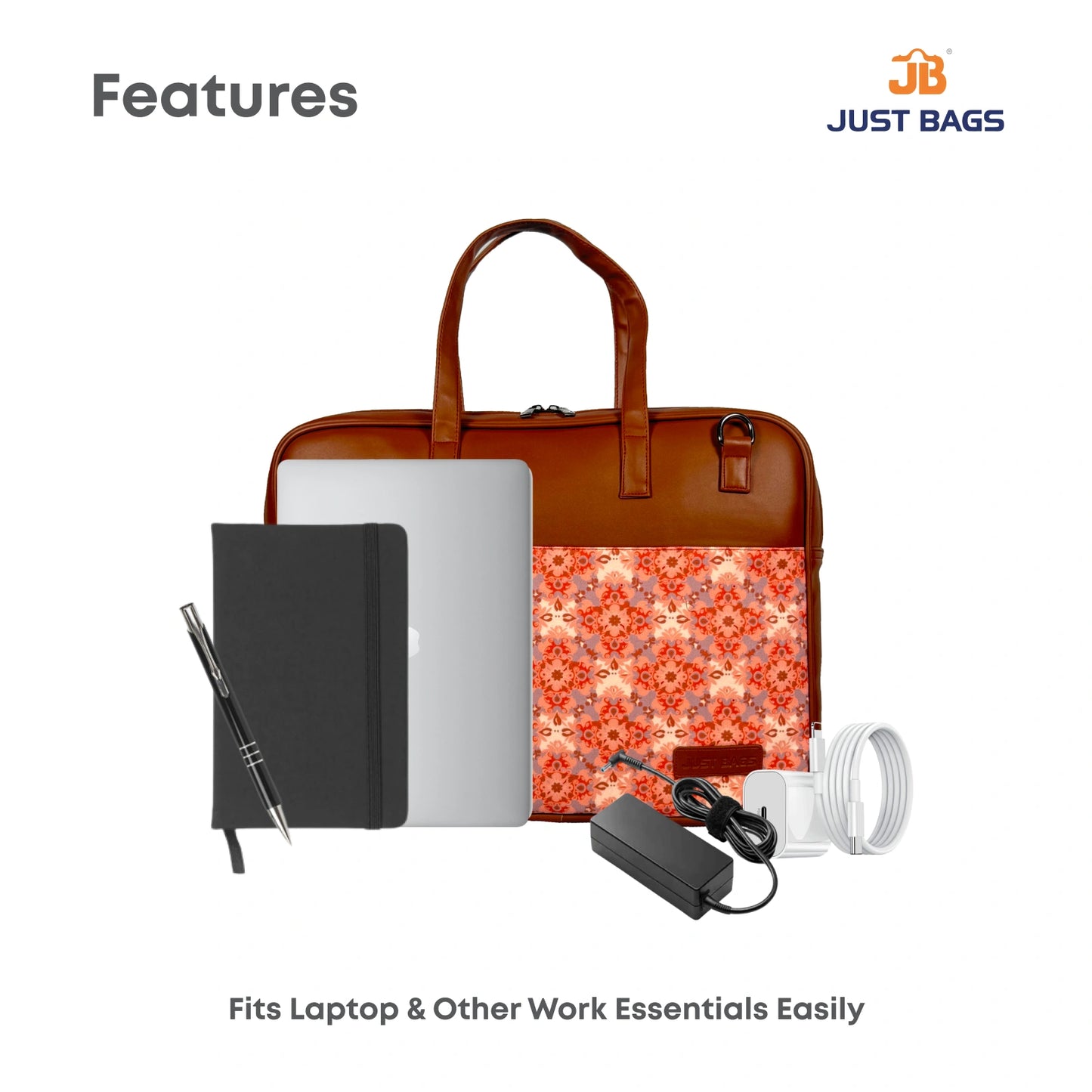 All-Over Printed Foam Leather Office Laptop Bag – Fits up to 15.5" Laptop