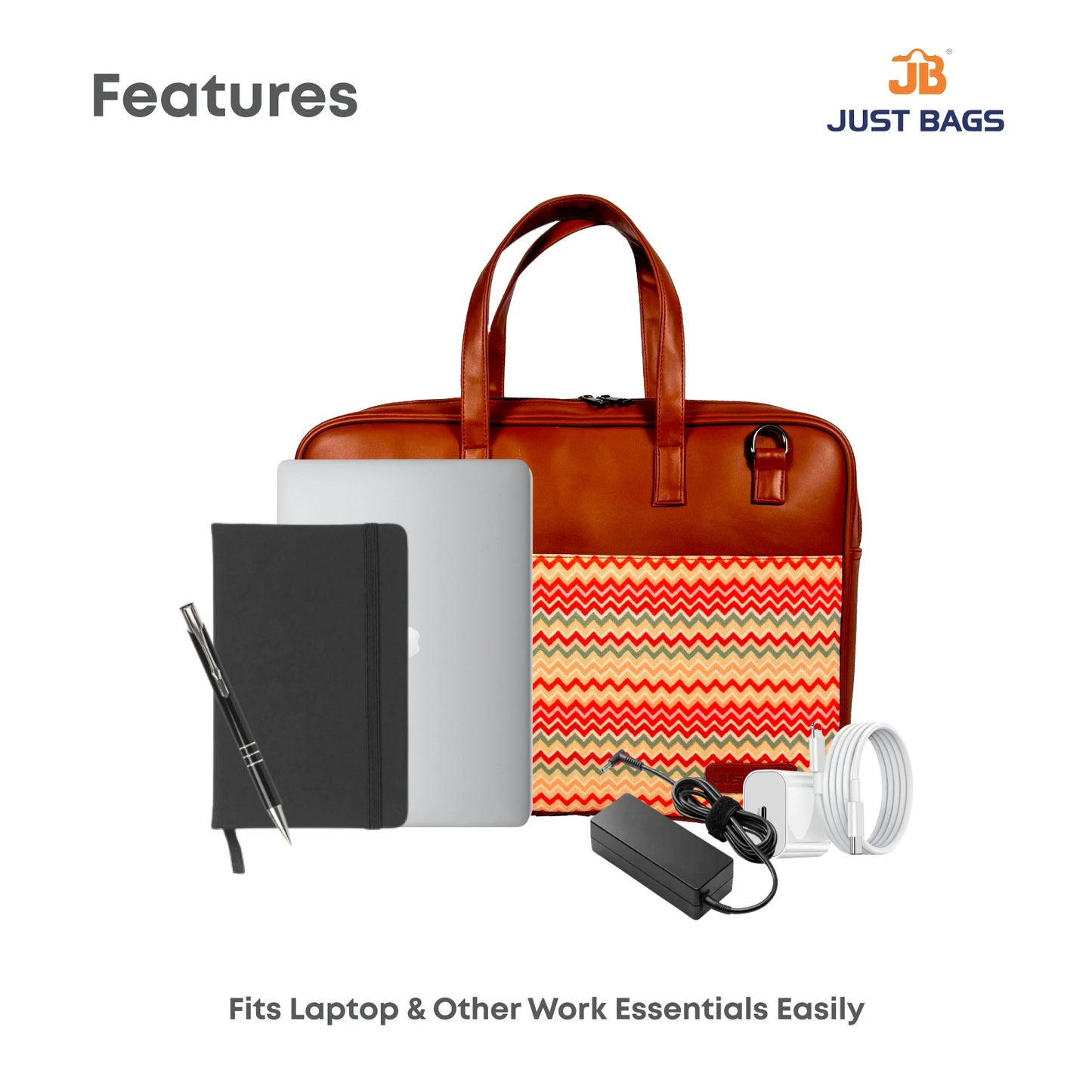 All-Over Printed Foam Leather Office Laptop Bag – Fits up to 15.5" Laptop