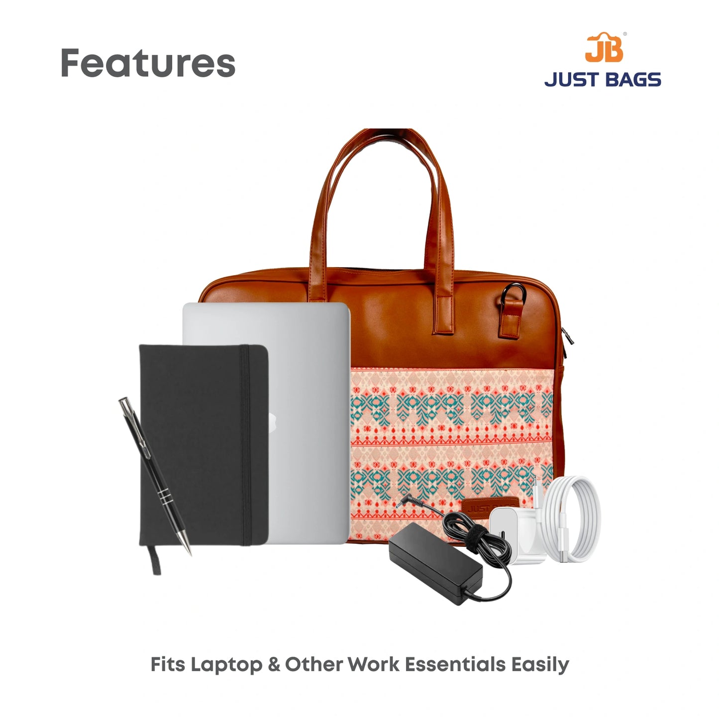 All-Over Printed Foam Leather Office Laptop Bag – Fits up to 15.5" Laptop
