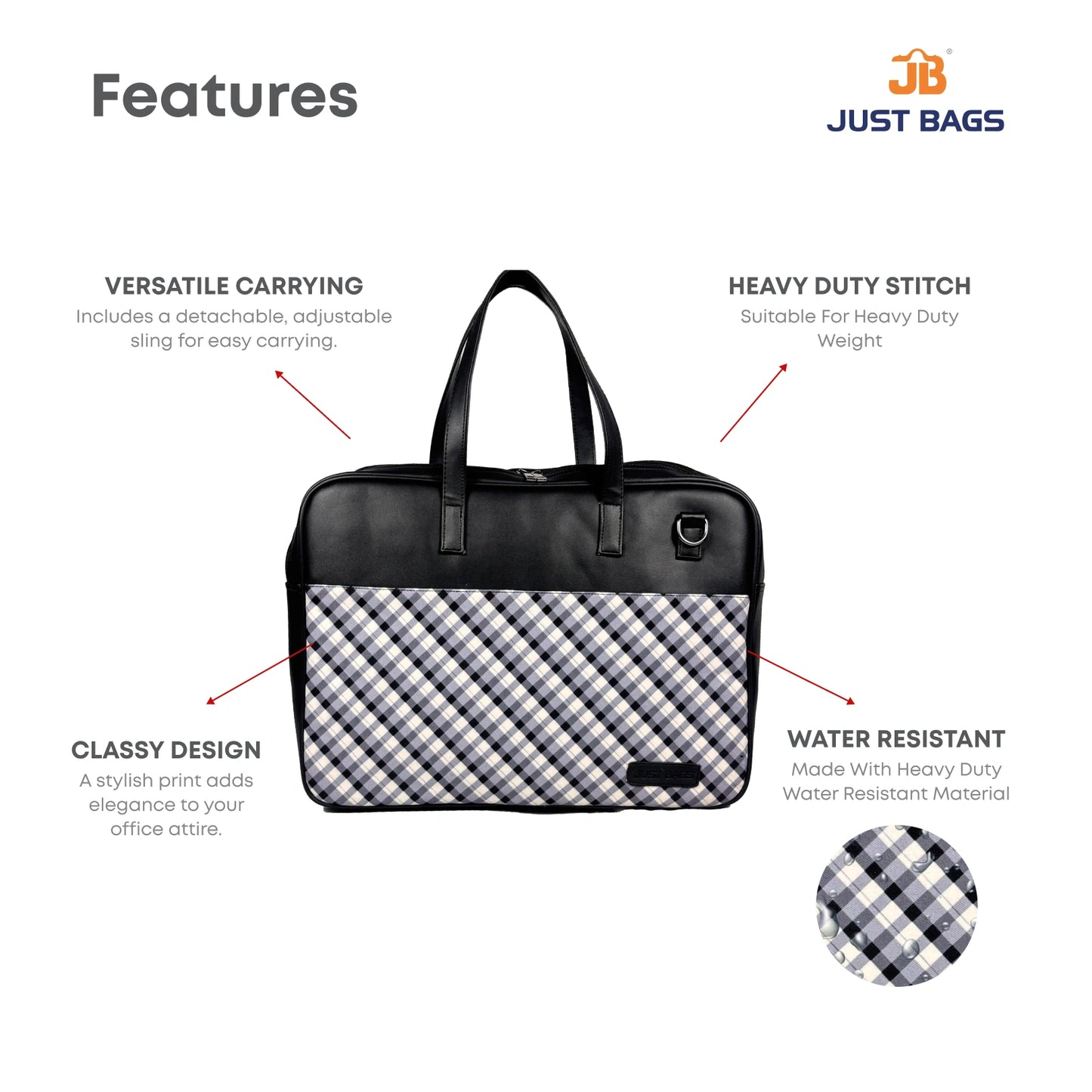 All-Over Printed Foam Leather Office Laptop Bag – Fits up to 15.5" Laptop