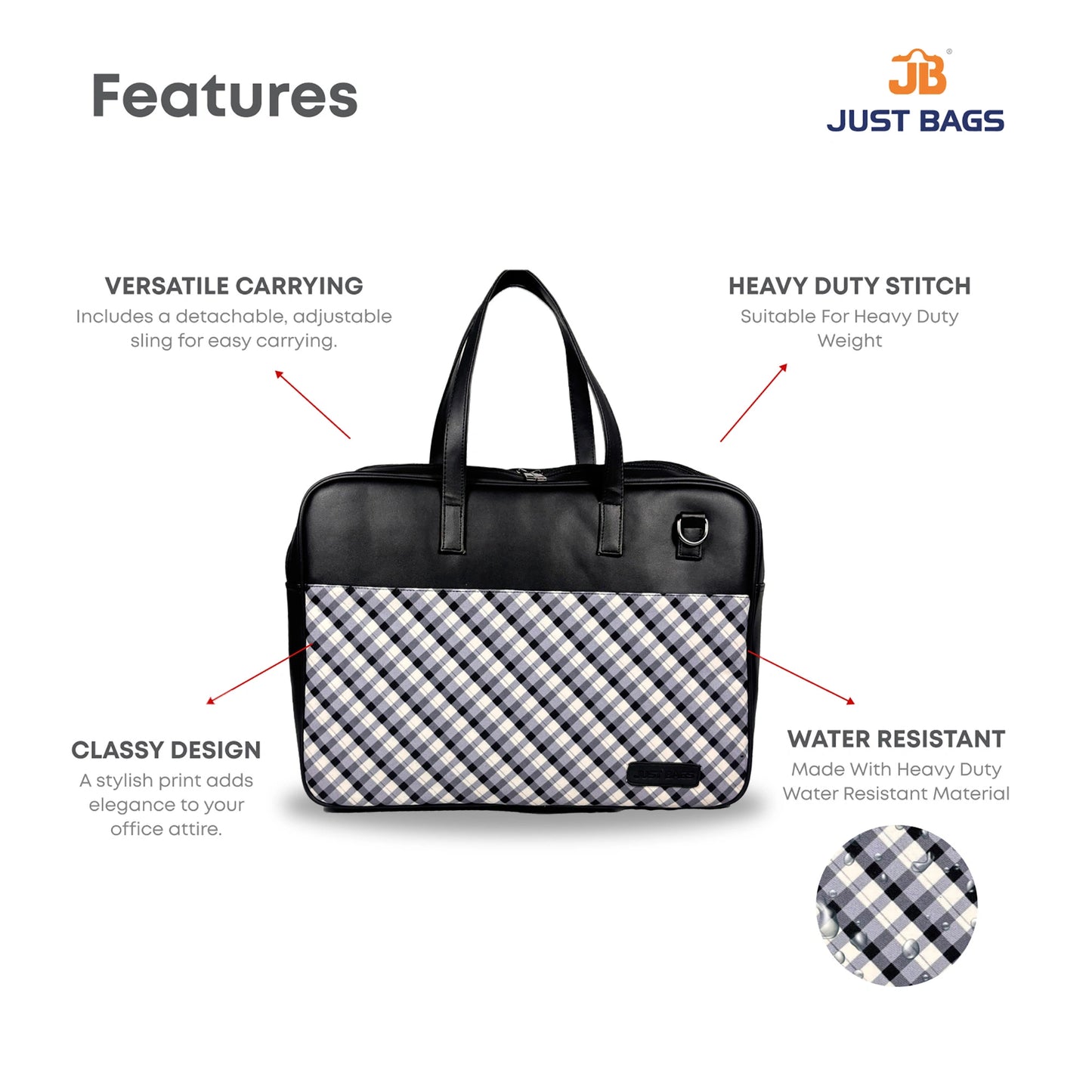 All-Over Printed Foam Leather Office Laptop Bag – Fits up to 15.5" Laptop