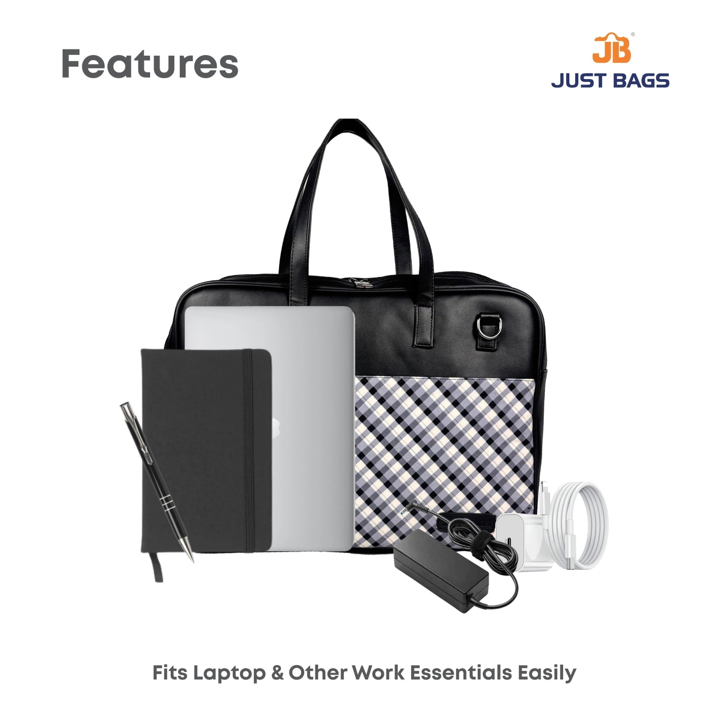All-Over Printed Foam Leather Office Laptop Bag – Fits up to 15.5" Laptop