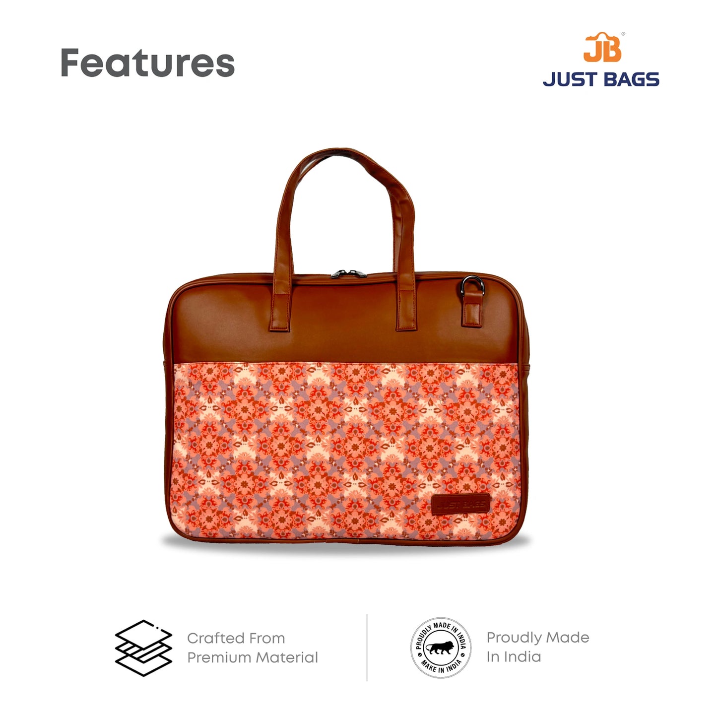 All-Over Printed Foam Leather Office Laptop Bag – Fits up to 15.5" Laptop