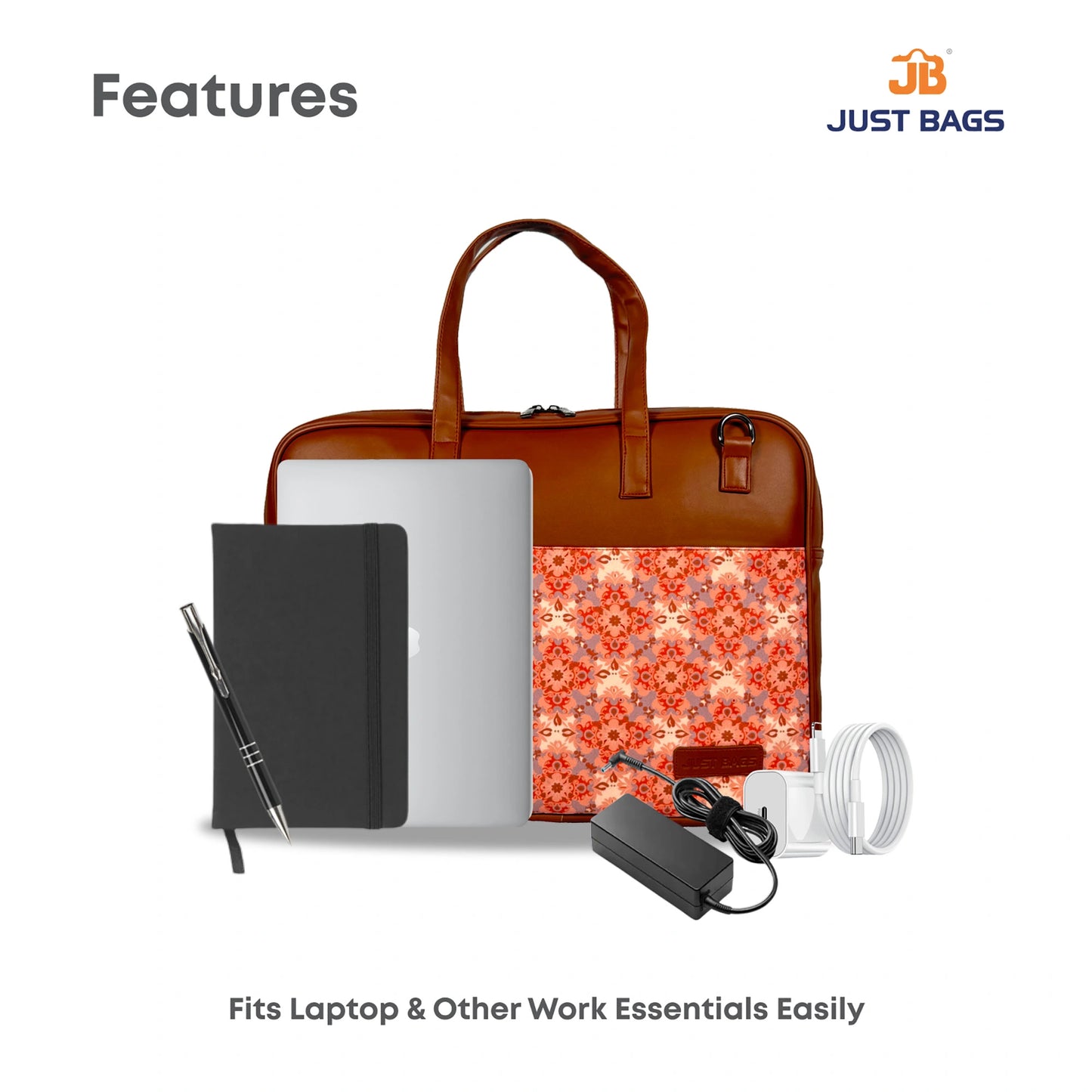 All-Over Printed Foam Leather Office Laptop Bag – Fits up to 15.5" Laptop