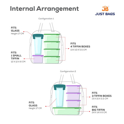 Classic School Bag(38cm)(15 inches) & Tiffin Bag(26cm) Combo – Stylish, Durable & Water-Resistant | Lightweight Backpack
