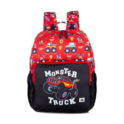 Monster Truck School Backpack  for Kindergarten Kids 2 to 4 years - Red & Black
