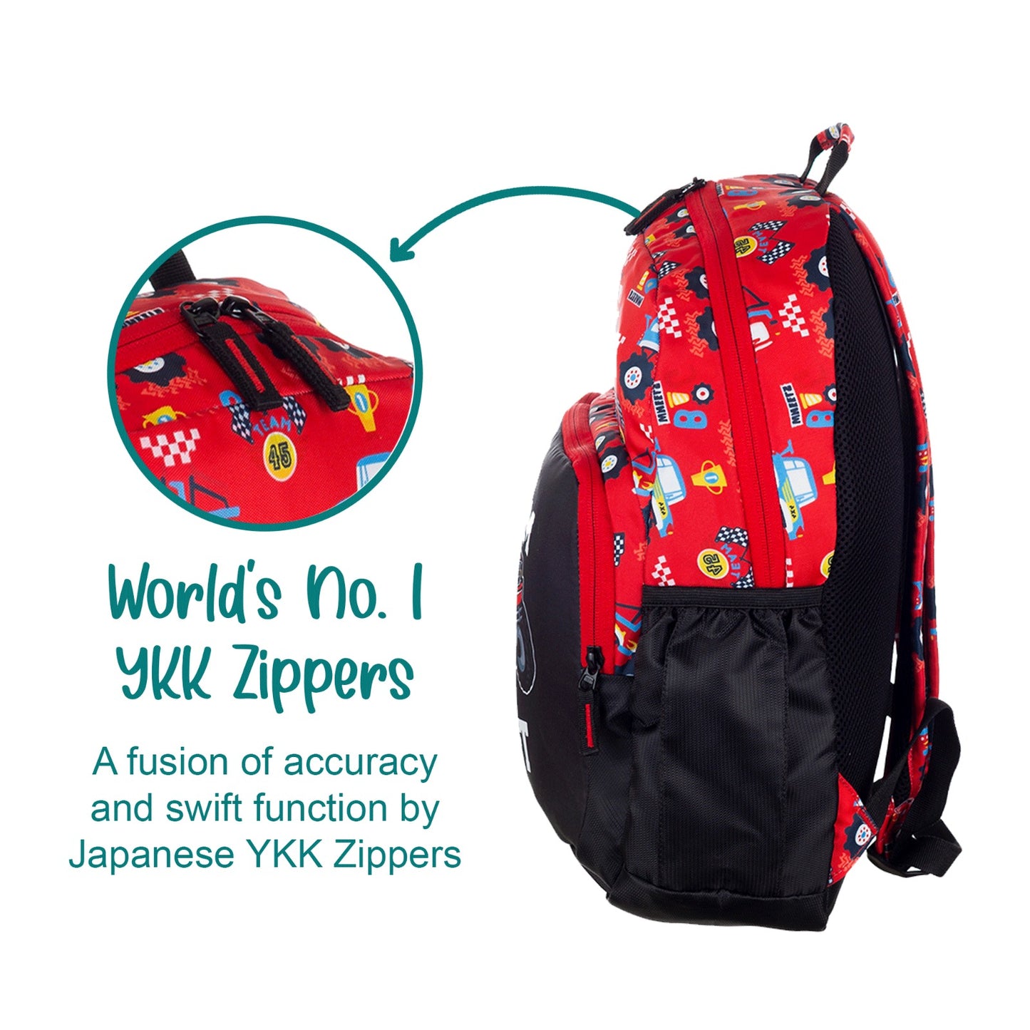 Monster Truck School Backpack  for Kindergarten Kids 2 to 4 years - Red & Black