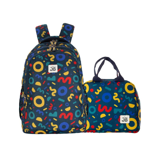Classic School Bag(43cm)(17 inches) & Tiffin Bag(26cm) Combo – Stylish, Durable & Water-Resistant | Lightweight Backpack