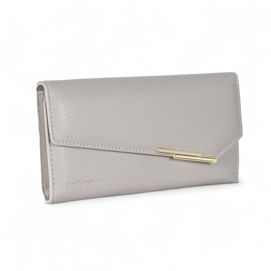 Structured Flap Wallet with Gold Detail