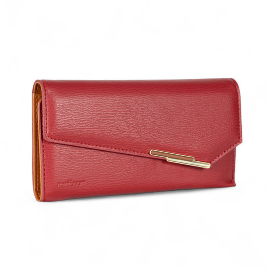 Structured Flap Wallet with Gold Detail